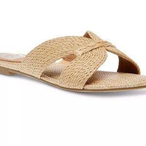 DOLCE VITA Geeya Raffia Criss Cross Strap Slide Sandals (Size 7)